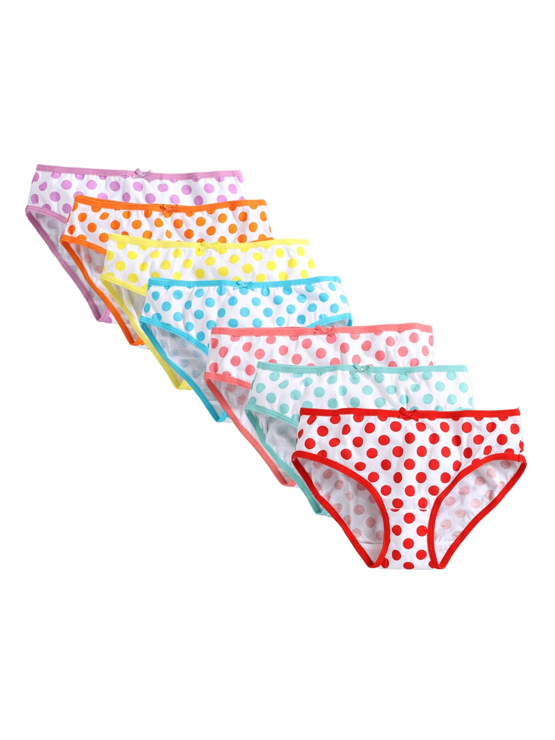 

Charm n Cherish Girls Pack of 7 Polka Dots Printed Cotton Briefs, White