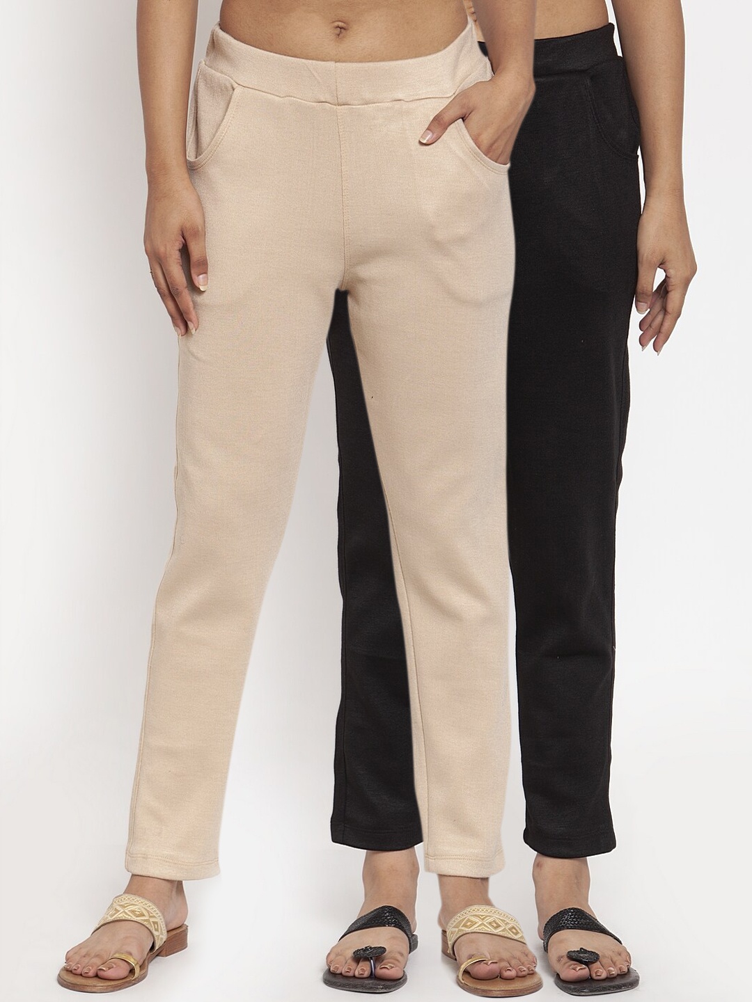 

TAG 7 Women Pack of 2 Wool Blend Ankle-Length Leggings Pants, Beige
