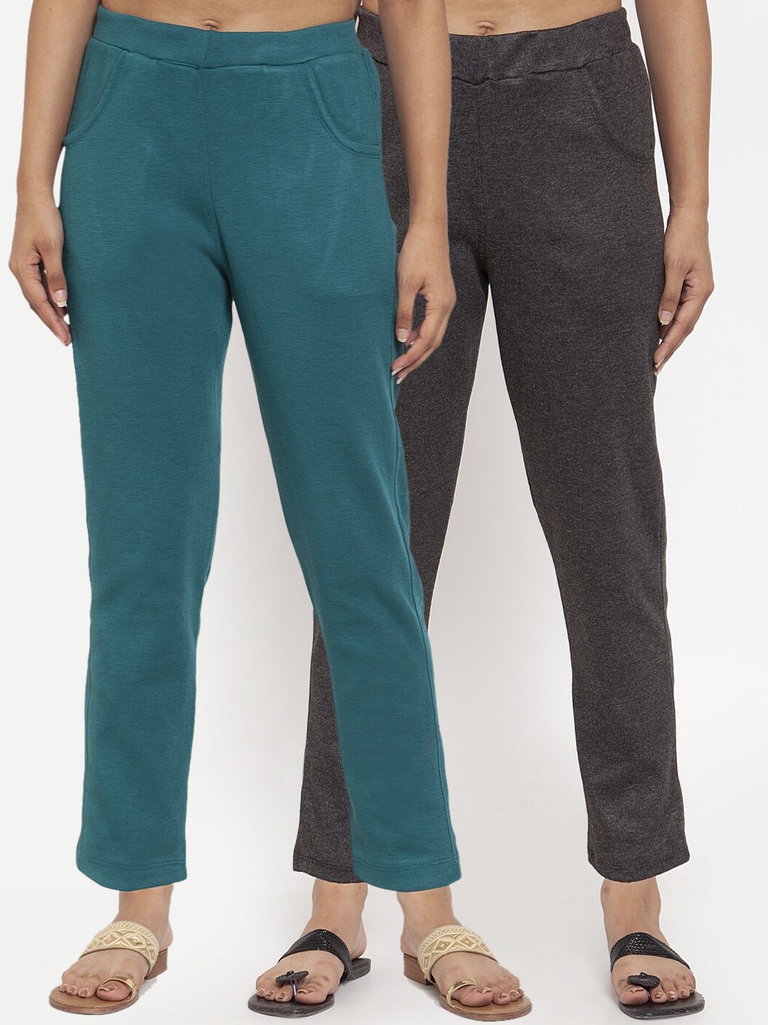 

TAG 7 Women Pack of 2 Solid Leggings, Grey