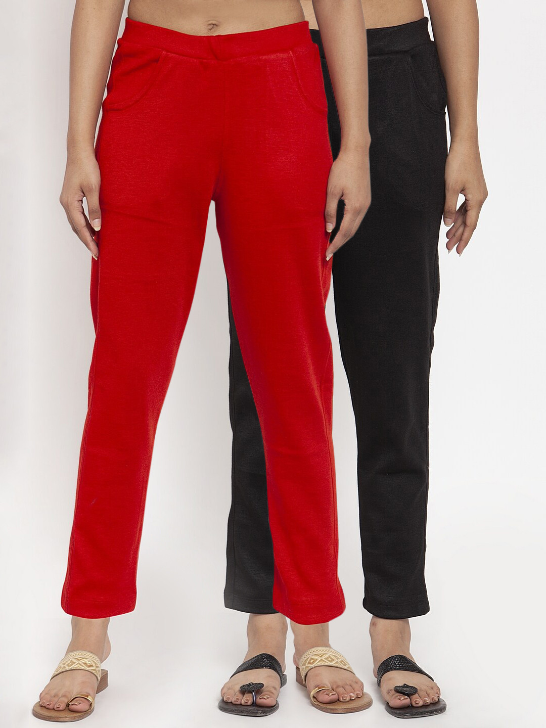 

TAG 7 Women Pack of 2 Wool Blend Ankle-Length Leggings Pants, Red