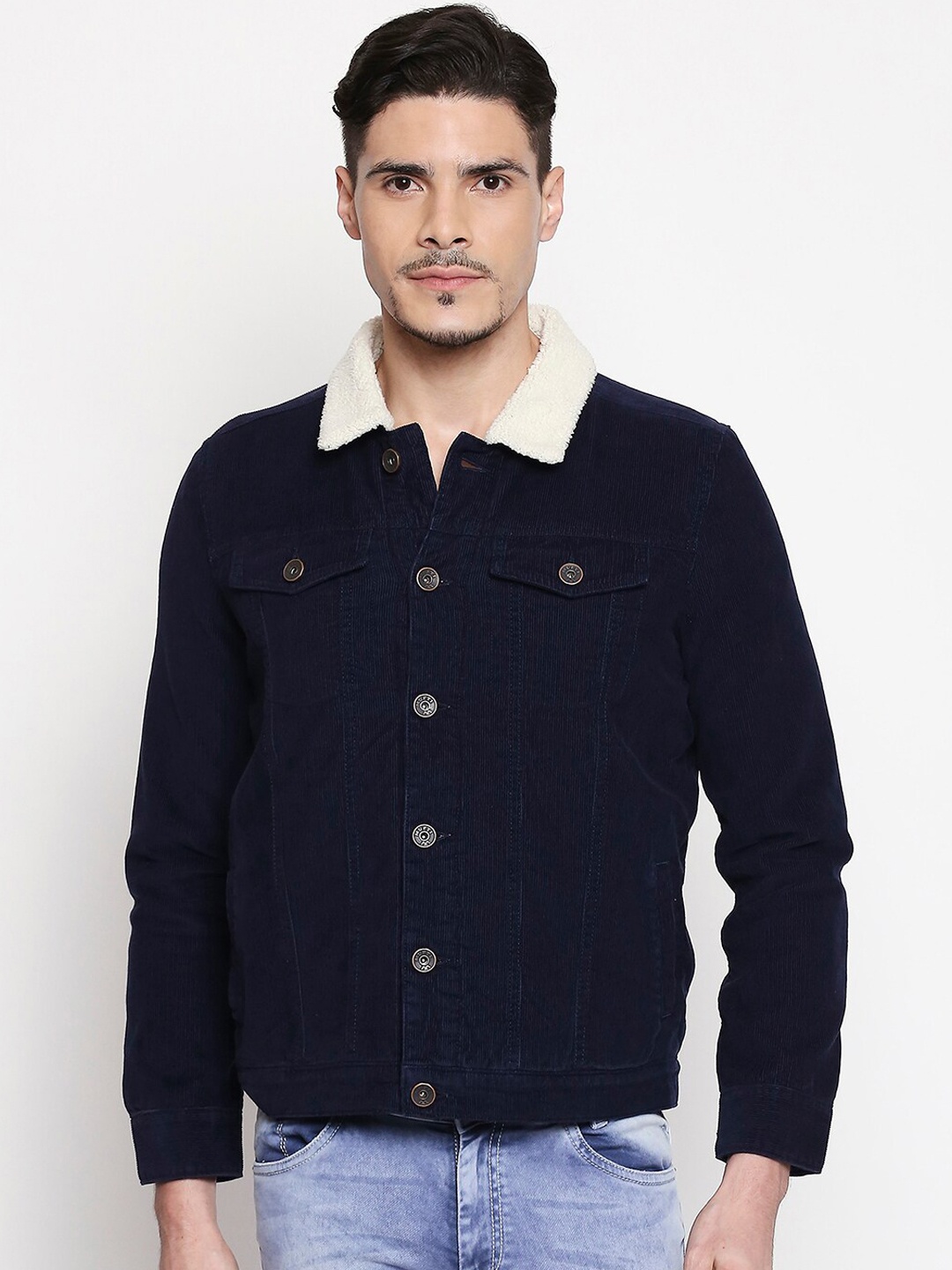 

Mufti Men Navy Blue Solid Tailored Jacket