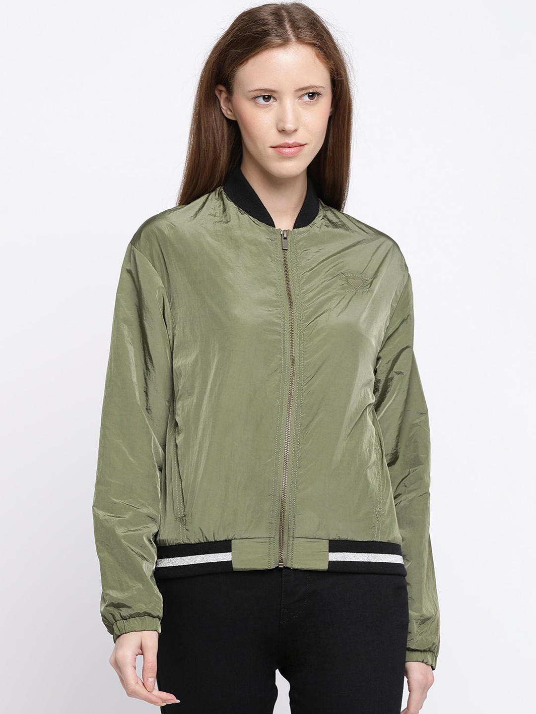 

Pepe Jeans Women Olive Green Bomber