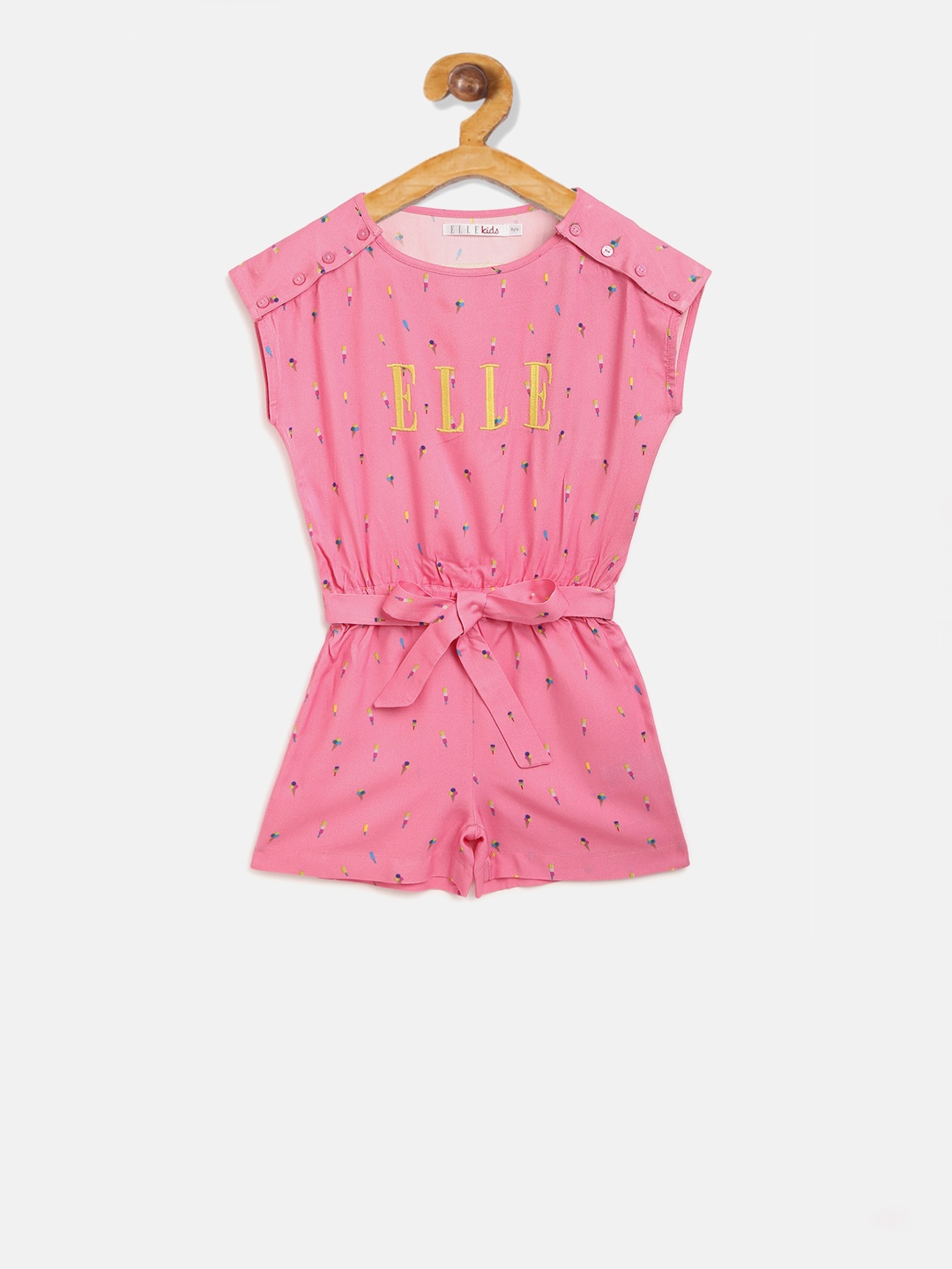 

ELLE Girls Pink Printed Playsuit