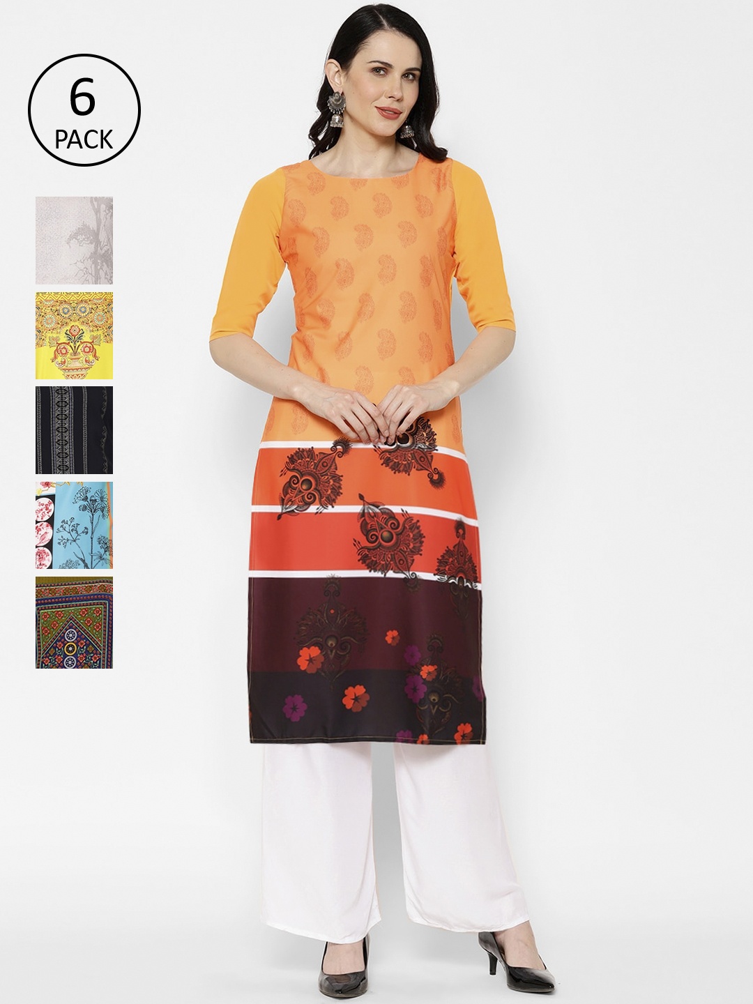 

7Threads Women Multicoloured Embroidered Straight Kurta, Multi