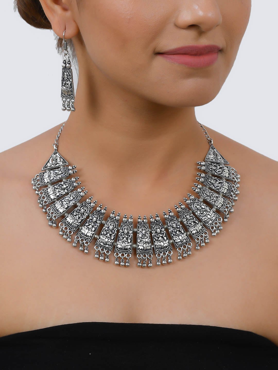

Silvermerc Designs Silver-Plated Statement Oxidised Jewellry Set