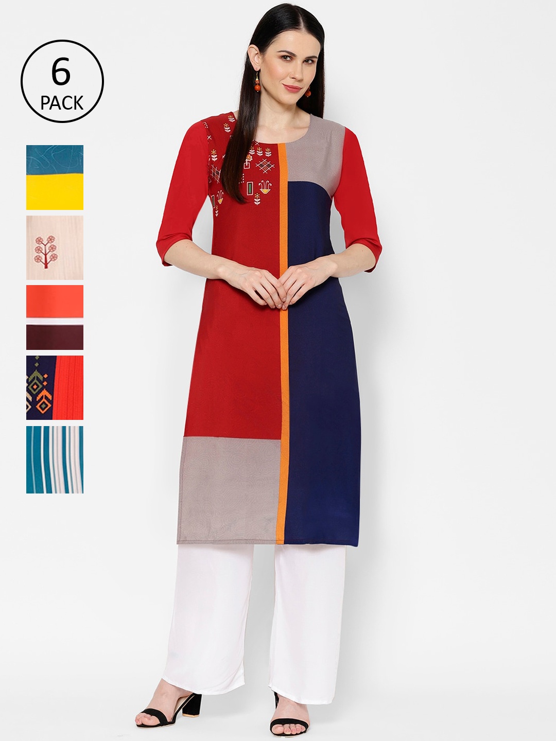 

7Threads Women Multicoloured Colourblocked Straight Kurta, Multi
