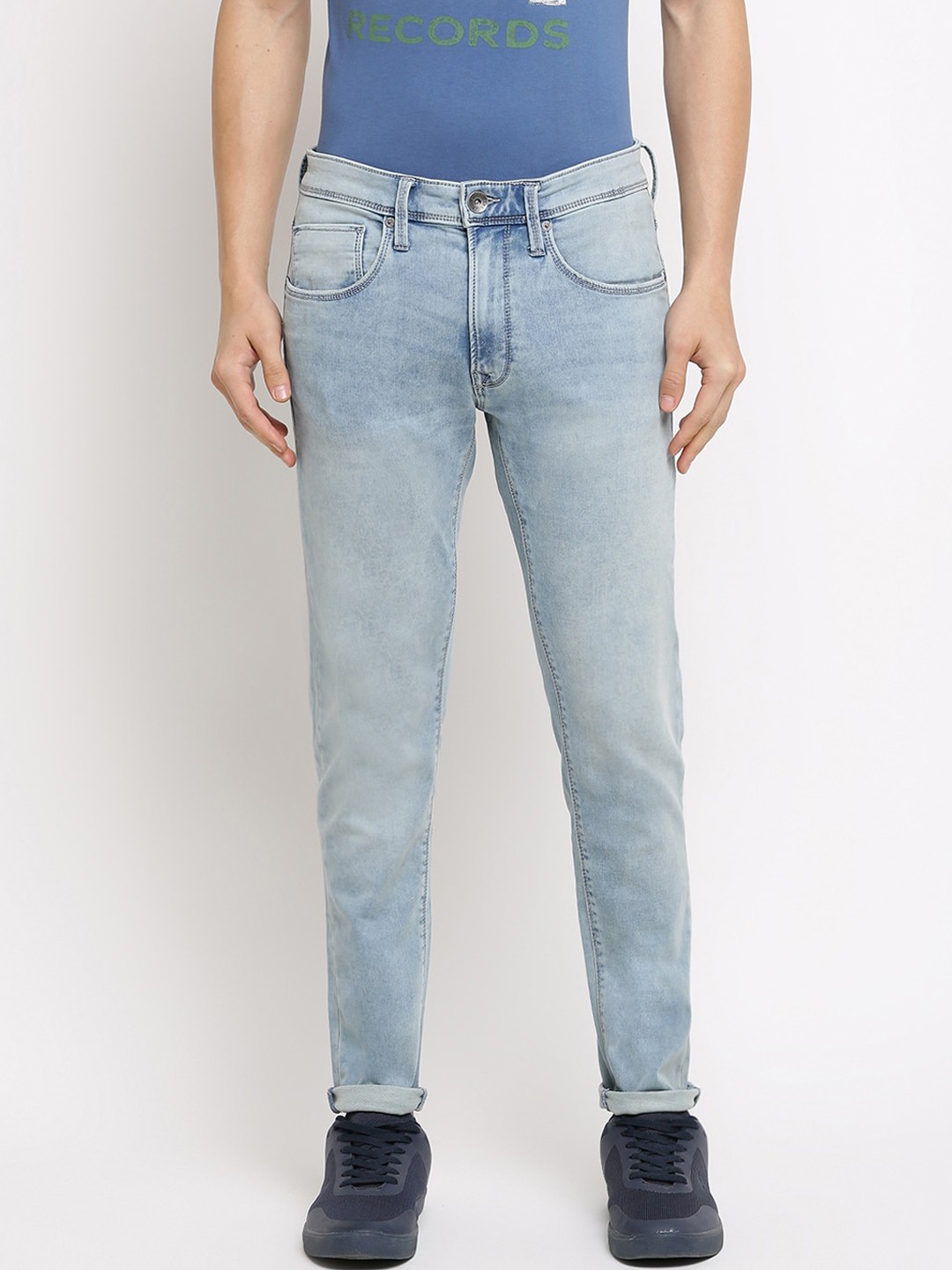 

Pepe Jeans Men Blue Super Skinny Fit Mid-Rise Clean Look Jeans