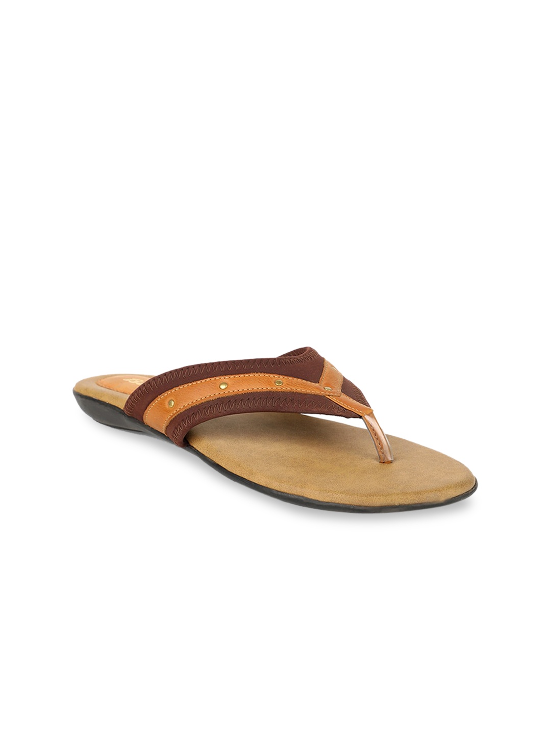 

Bata Women Brown Striped Open Toe Flats