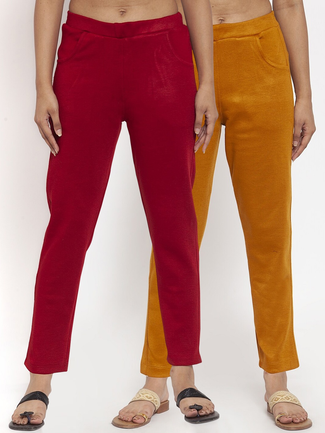 

TAG 7 Women Pack of 2 Wool Blend Ankle-Length Leggings Pants, Mustard