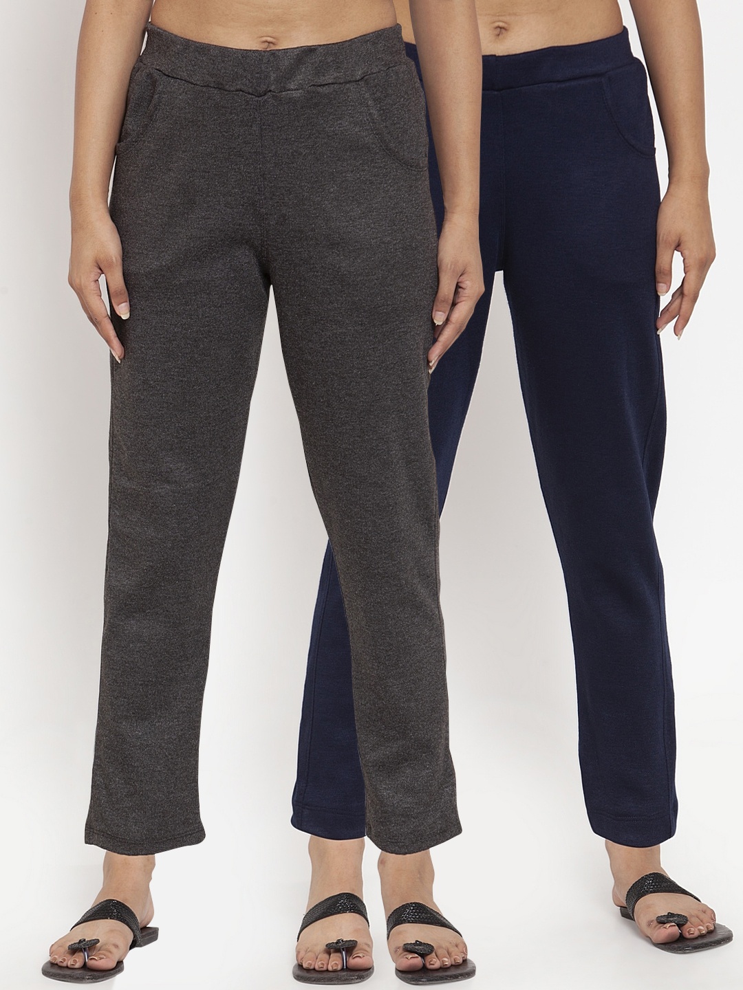 

TAG 7 Women Pack of 2 Solid Leggings, Grey