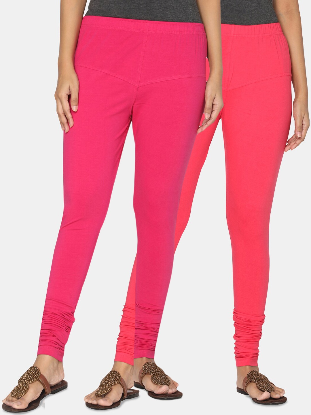 

TSG Bliss Women Pack of 2 Bio Wash Churidar Leggings, Pink