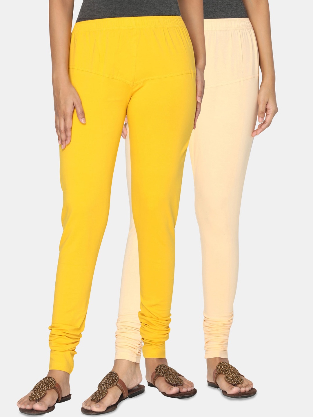 

TSG Bliss Women Pack of 2 Bio Wash Churidar Leggings, Yellow