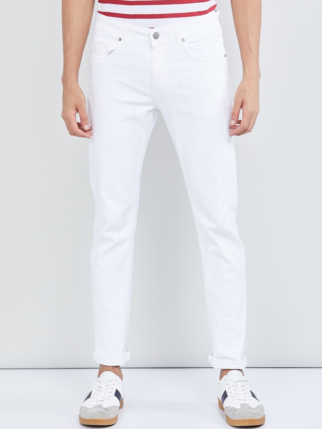 

max Men White Skinny Fit Mid-Rise Clean Look Jeans