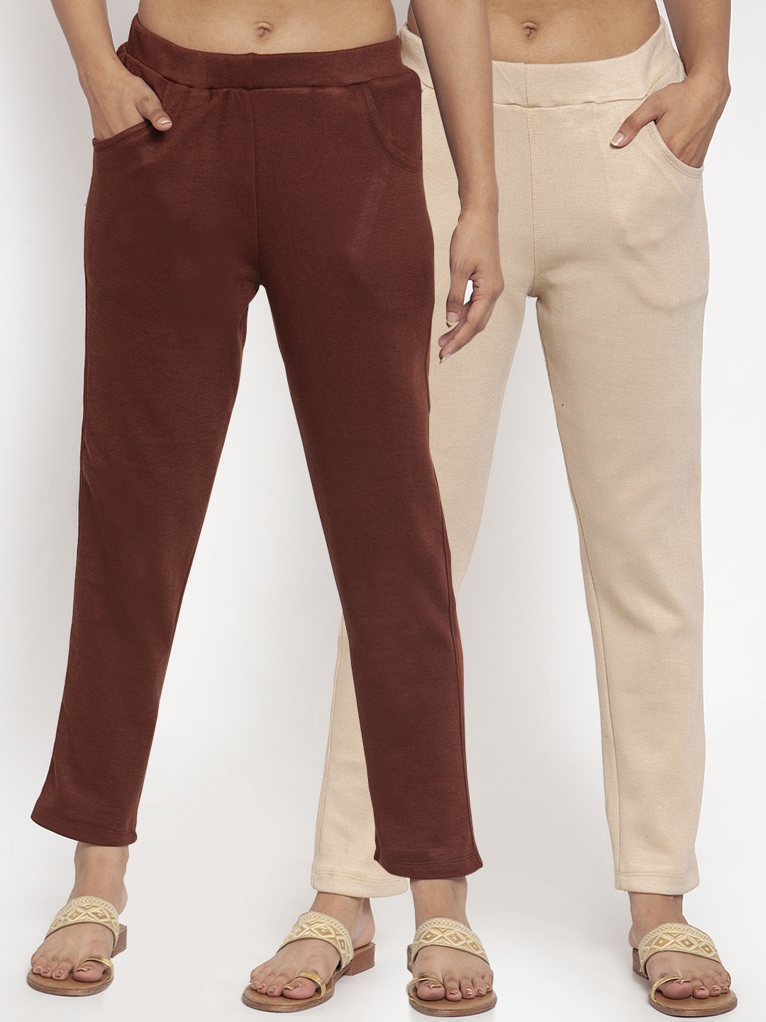 

TAG 7 Women Pack of 2 Wool Blend Ankle-Length Leggings Pants, Brown