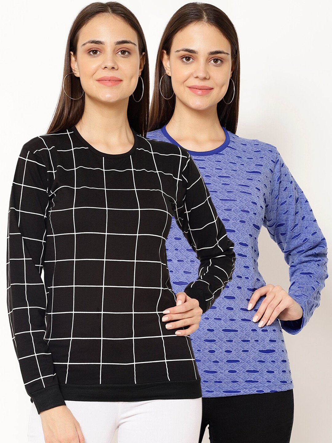 VIMAL JONNEY Women Multicoloured Checked Hood T-shirt, Multi