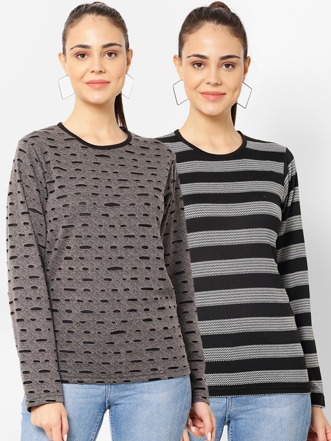 

VIMAL JONNEY Women Pack Of 2 T-shirts, Black