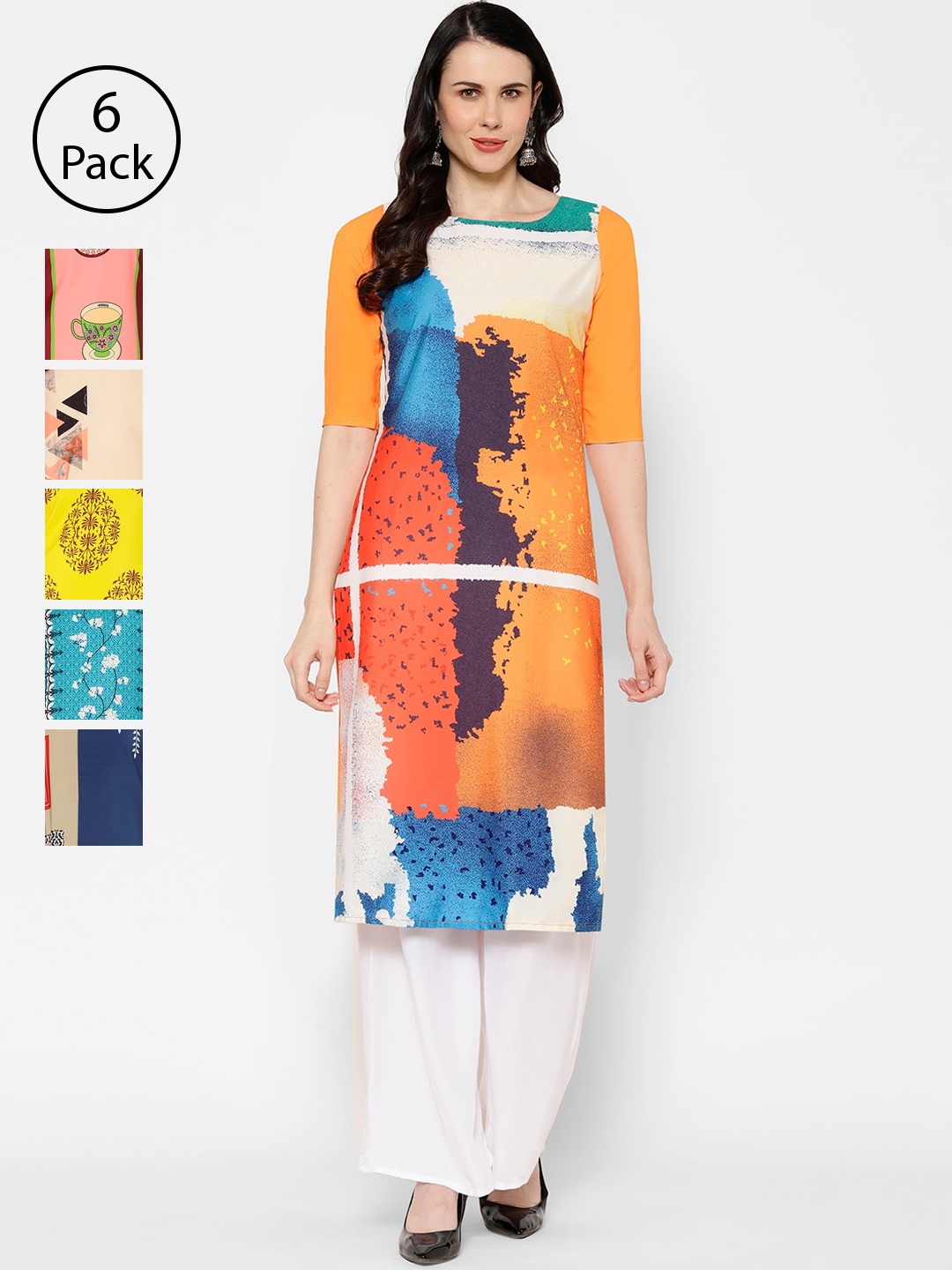 

7Threads Women Multicoloured Printed Straight Kurta, Multi
