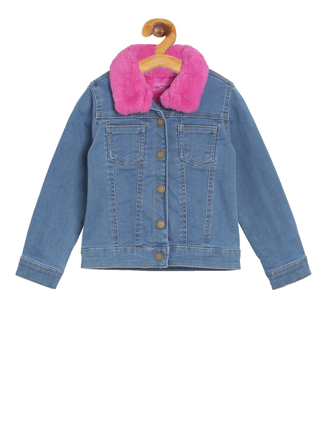 

TALES & STORIES Girls Blue Solid Denim Jacket