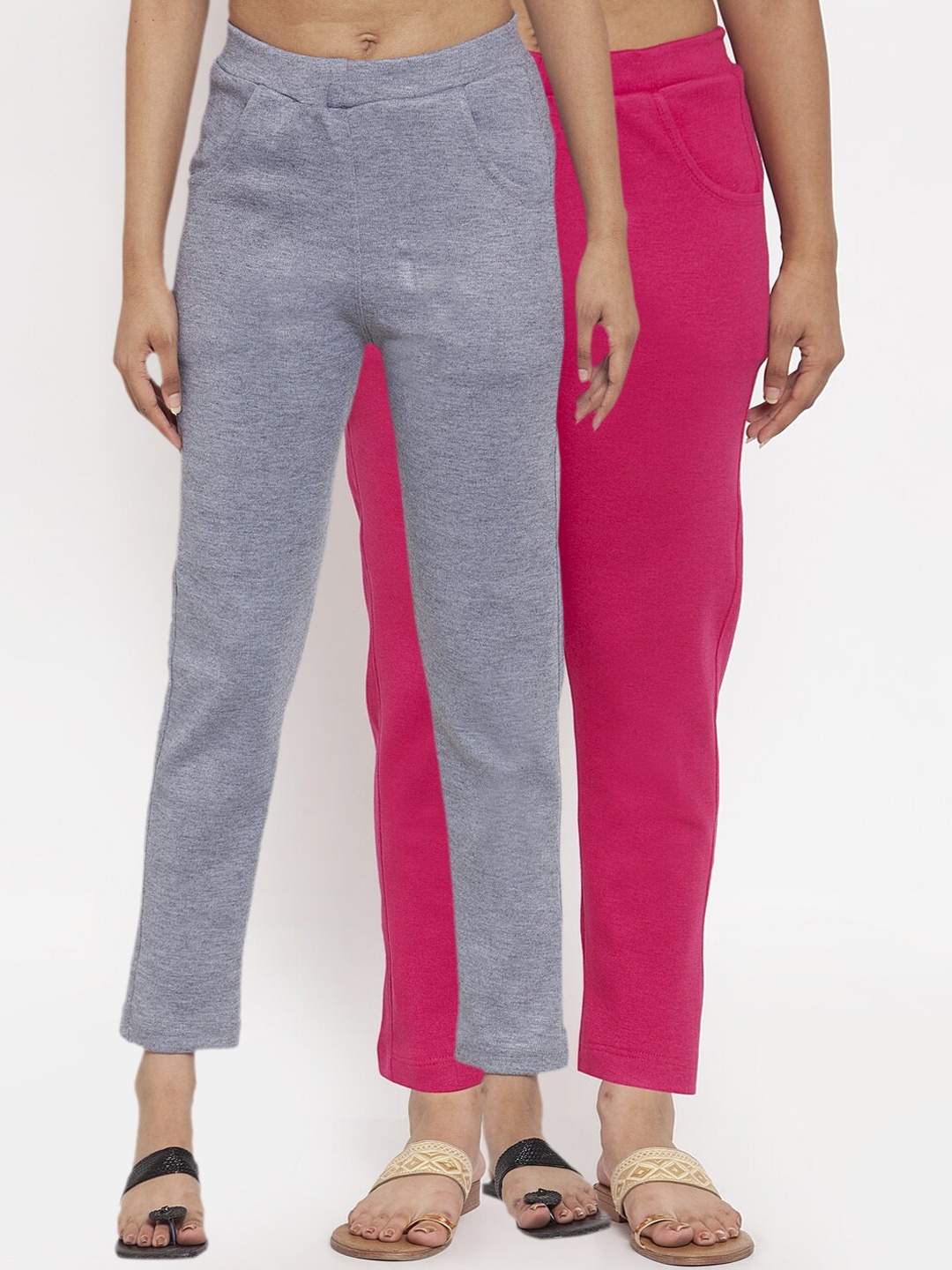 

TAG 7 Women Pack of 2 Wool Blend Ankle-Length Leggings Pants, Pink