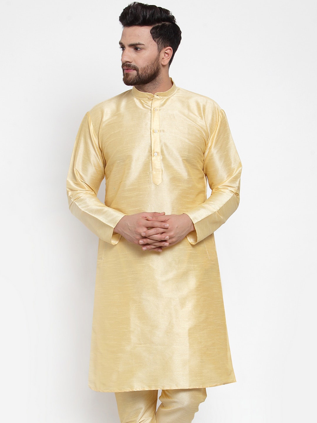 

Jompers Men Gold-Toned Solid Straight Kurta