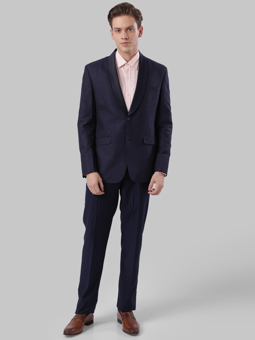 

Ethnix By Raymond Men Navy Blue Solid Suit