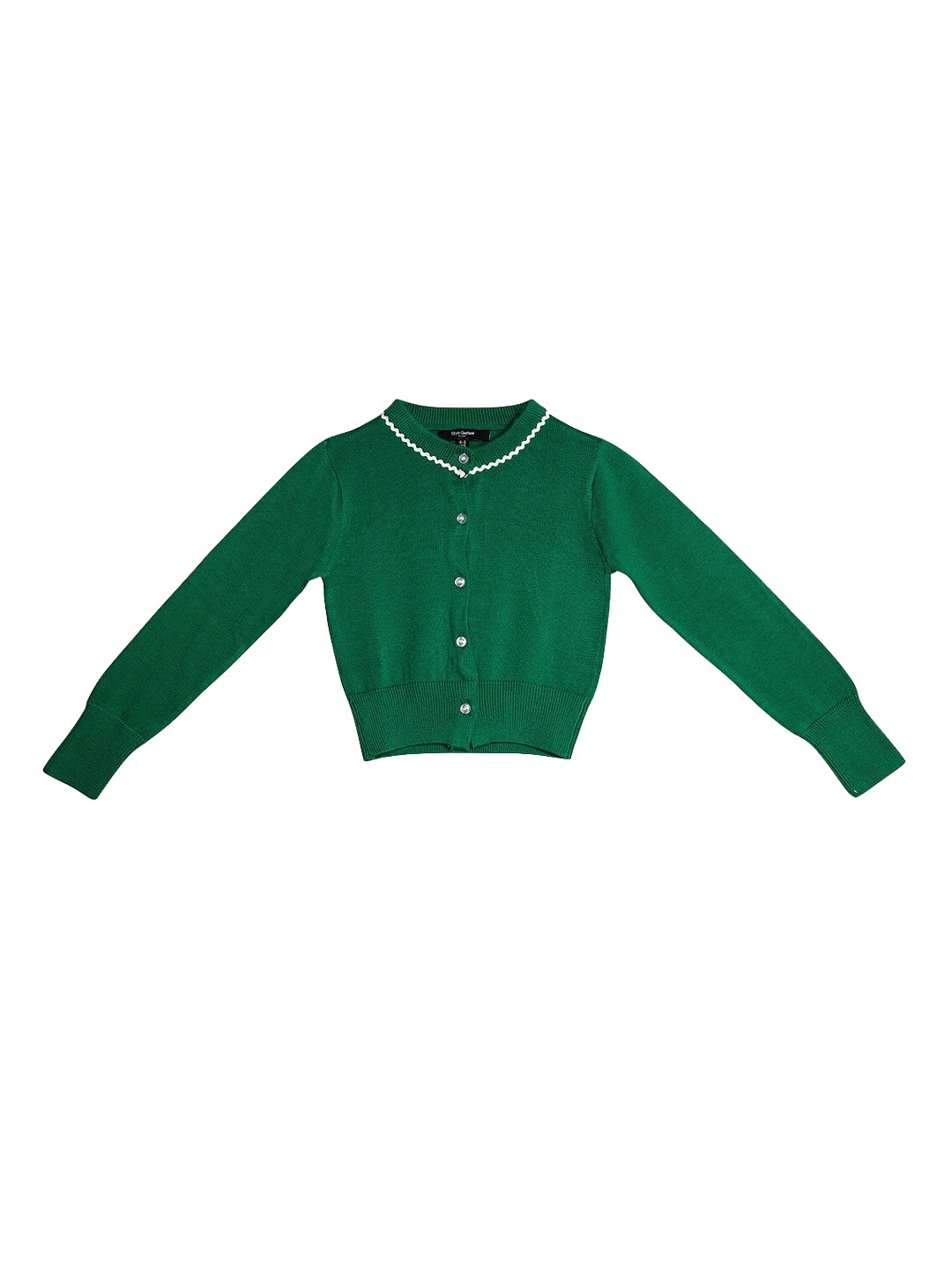 

Style Quotient Girls Green Solid Front-Open Sweater