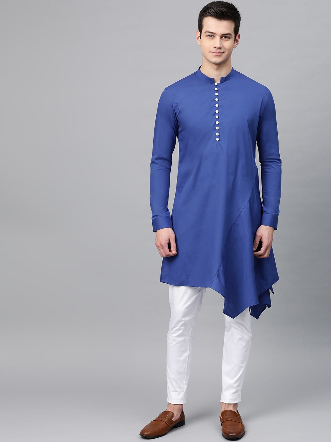

See Designs Men Blue & White Solid Kurta with Pyjamas