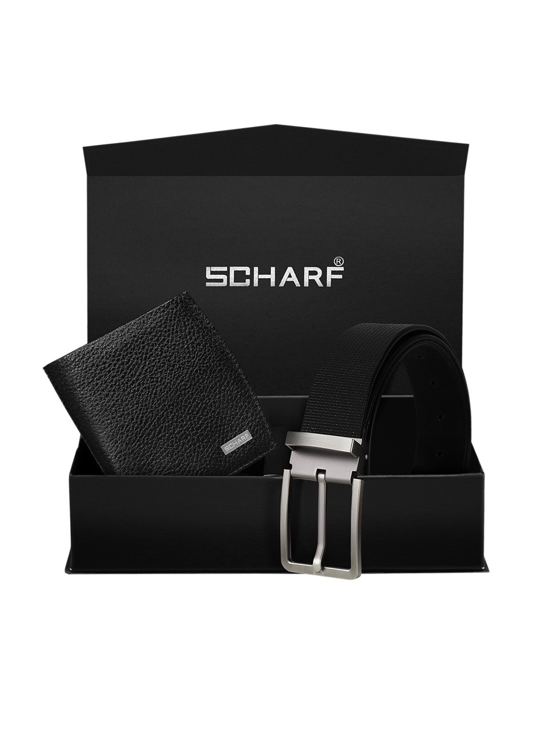 

SCHARF Men Black Genuine Leather Belt & Wallet Accessory Gift Set