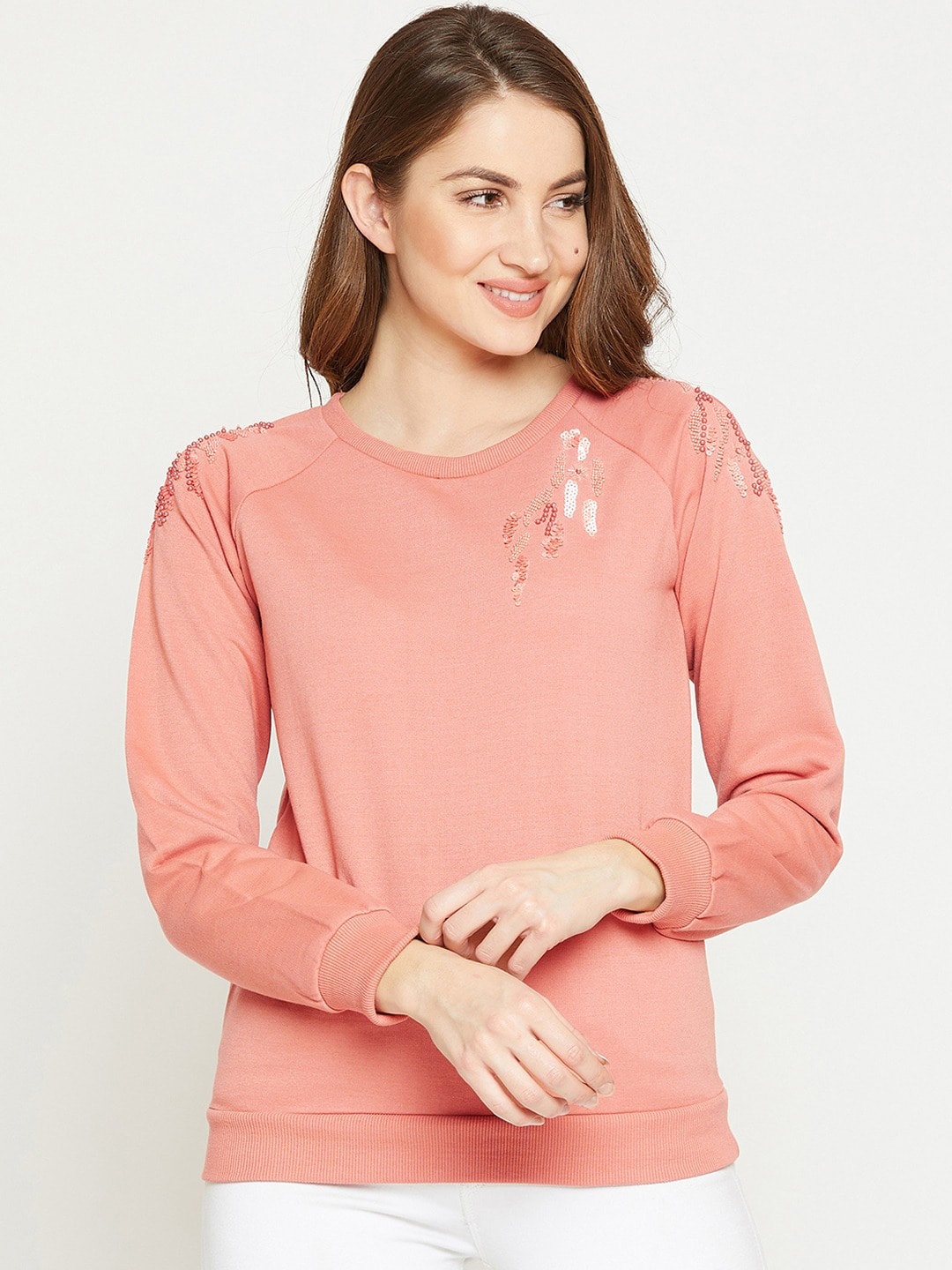 

Carlton London Women Pink Solid Sweatshirt