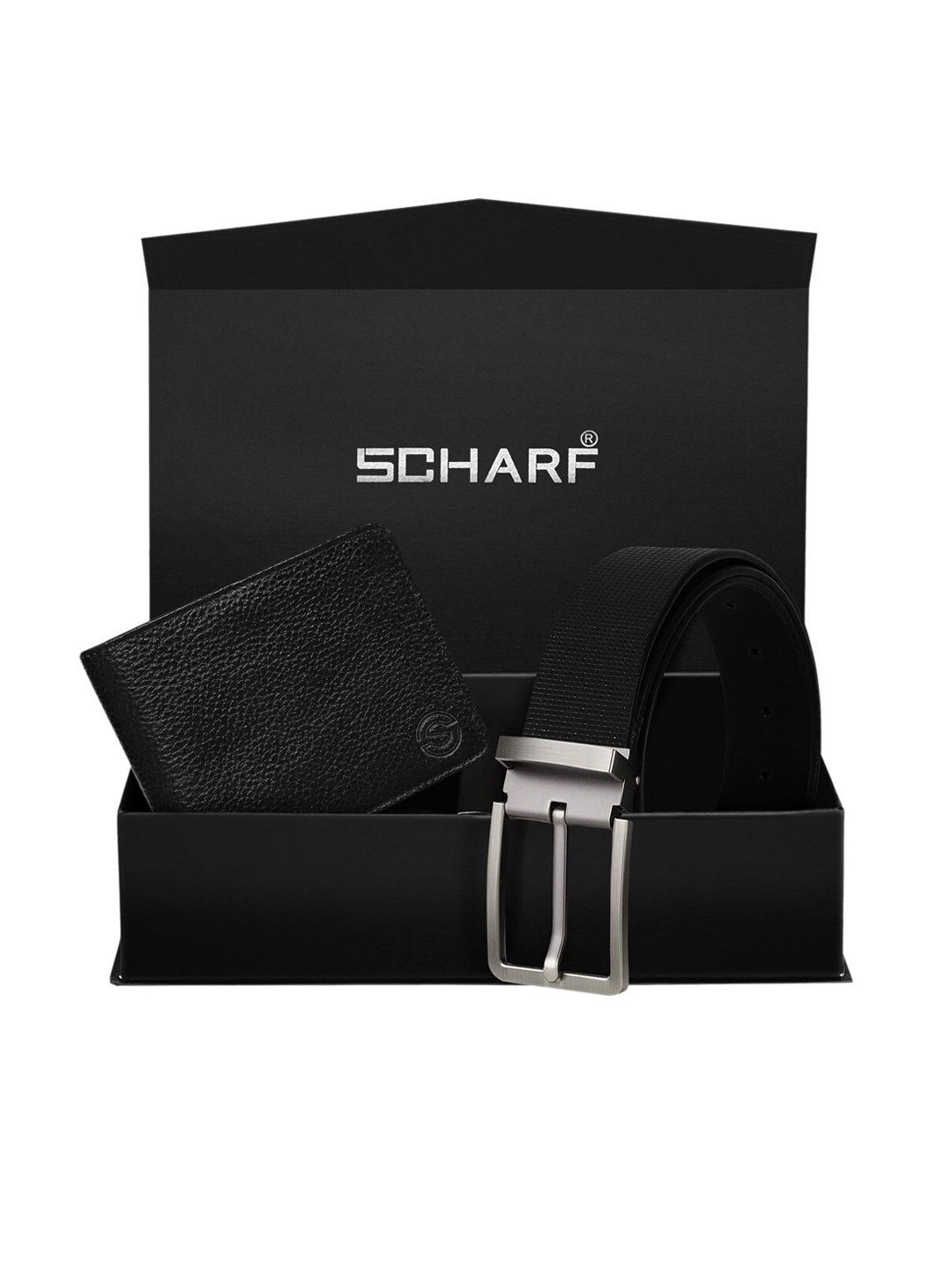 

SCHARF Men Black Genuine Leather Belt & Wallet Accessory Gift Set