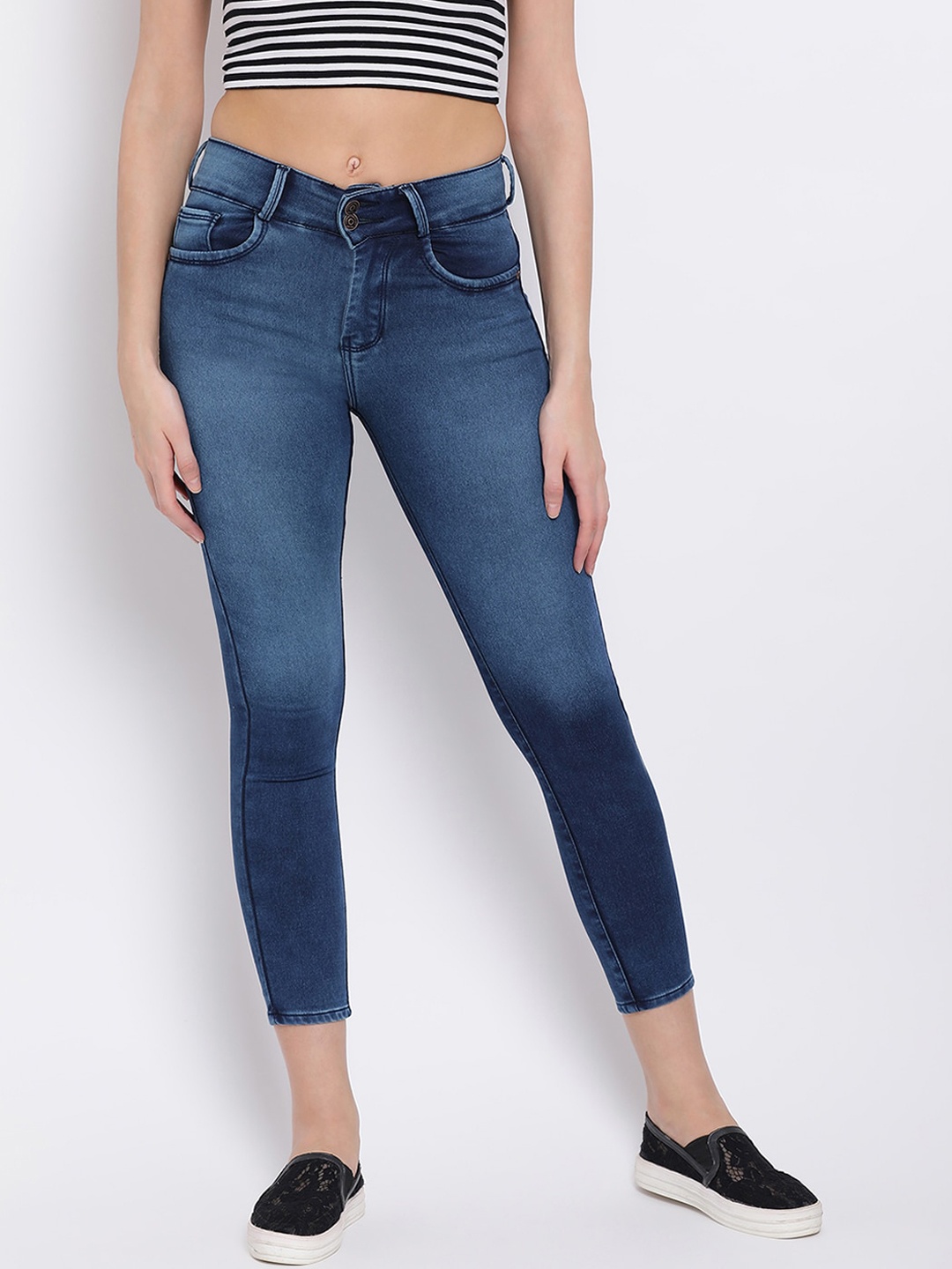 

Code 61 Women Navy Blue Skinny Fit Jeans