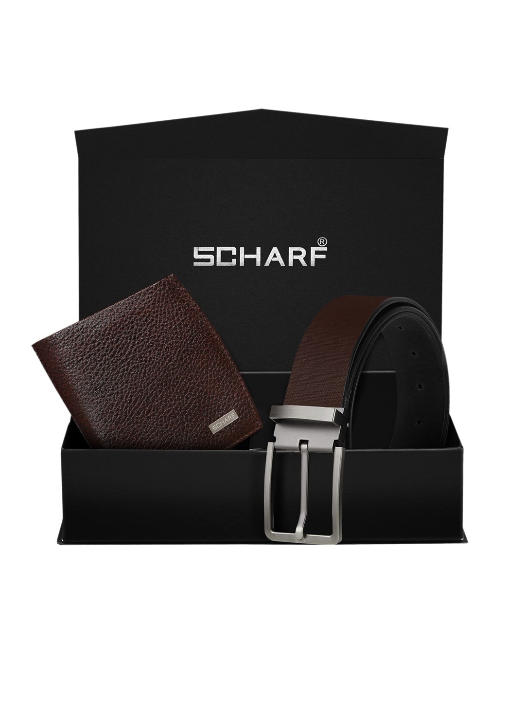 

SCHARF Men Brown Genuine Leather Formal Belt & Wallet Gift Set