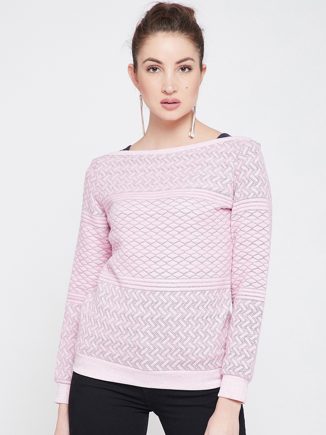 

Carlton London Women Pink Self Design Sweatshirt
