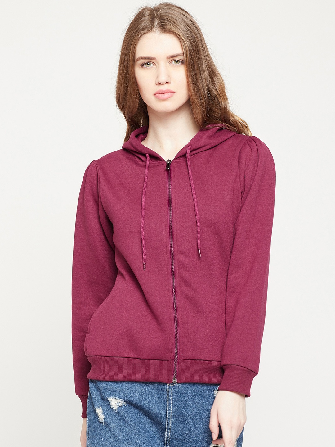 

Carlton London Women Maroon Solid Sweatshirt