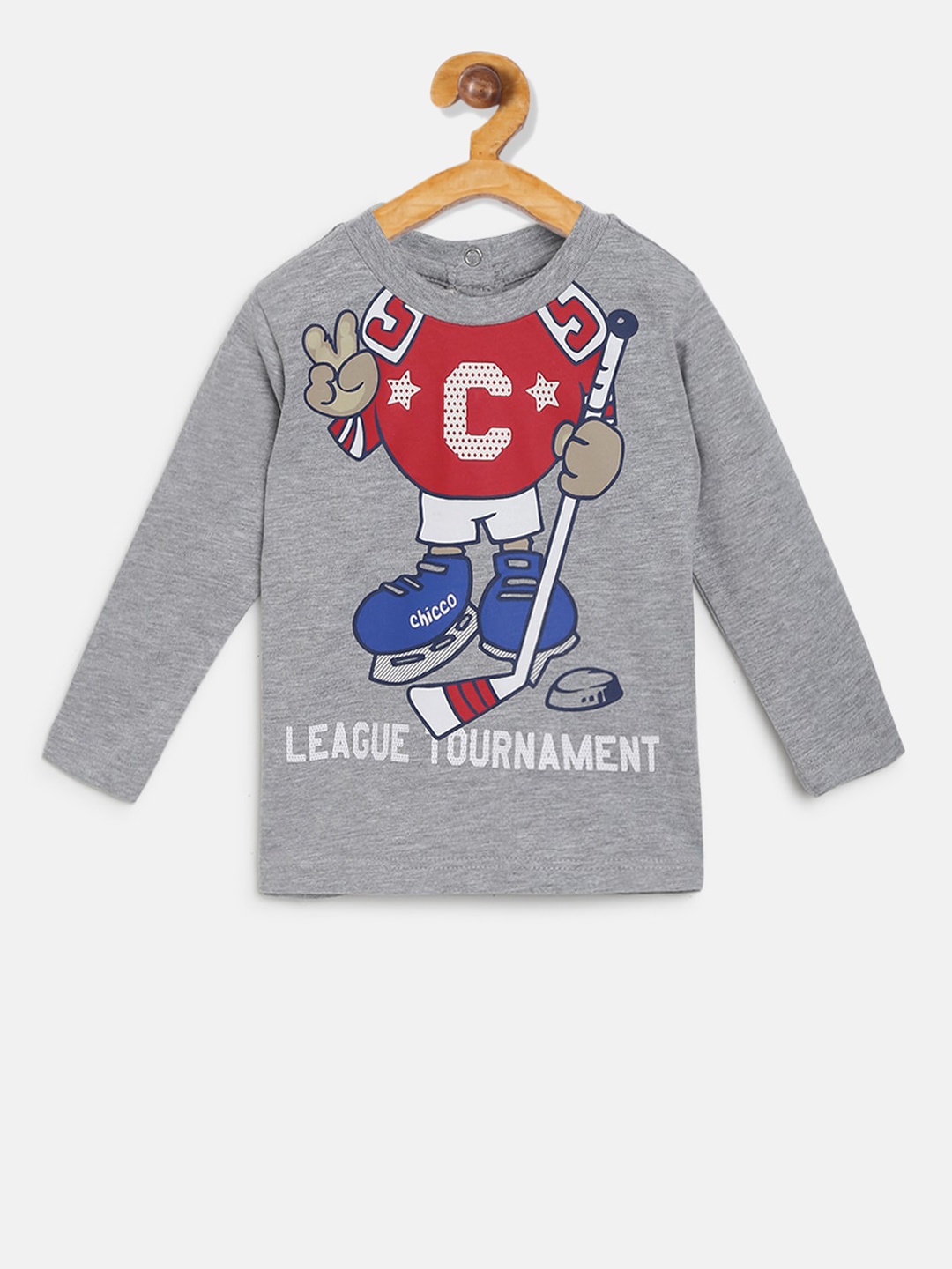 

Chicco Boys Grey Red Pure Cotton Printed Round Neck Pure Cotton T-shirt