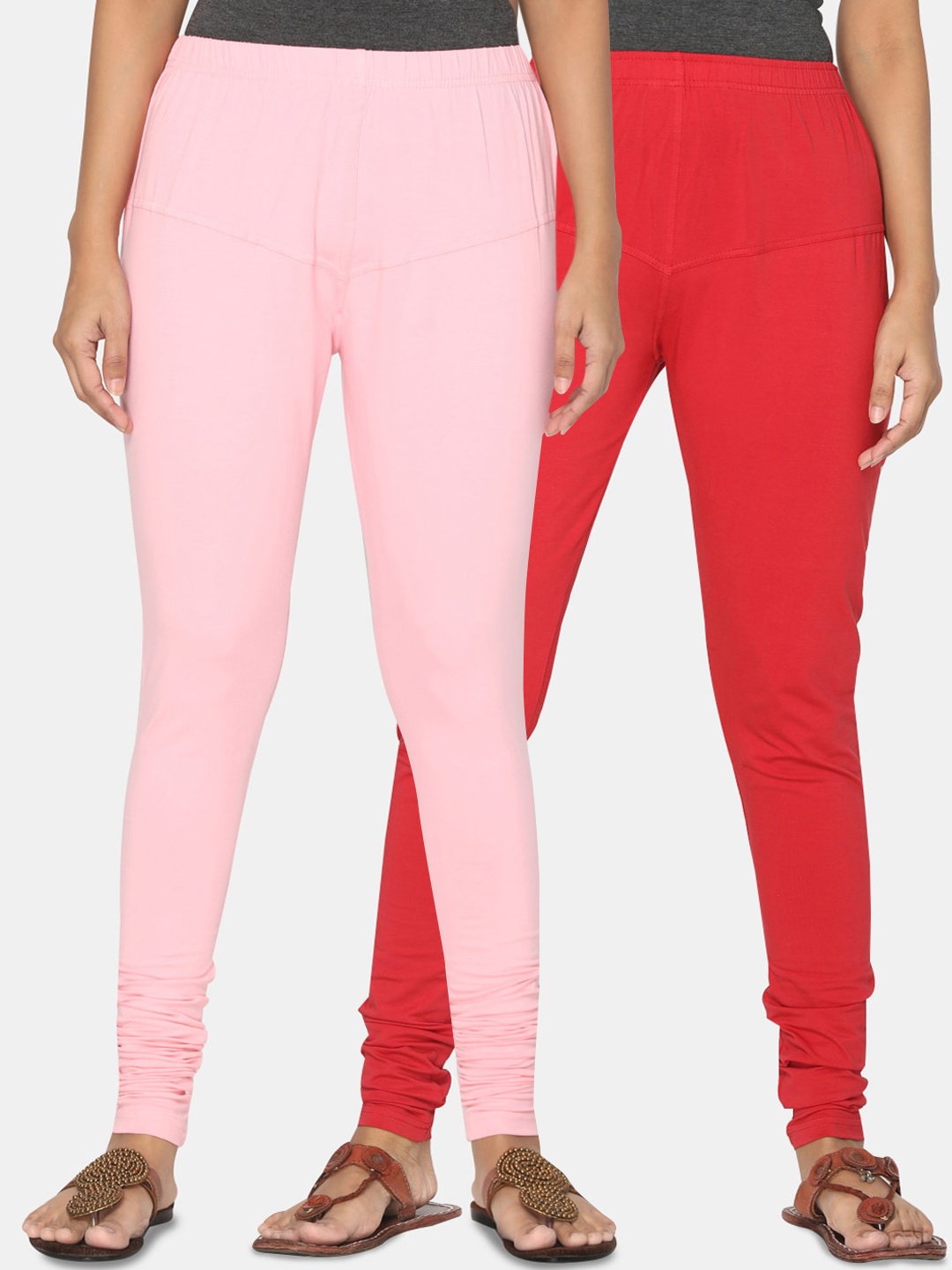 

TSG Bliss Women Pack of 2 Bio Wash Churidar Leggings, Pink