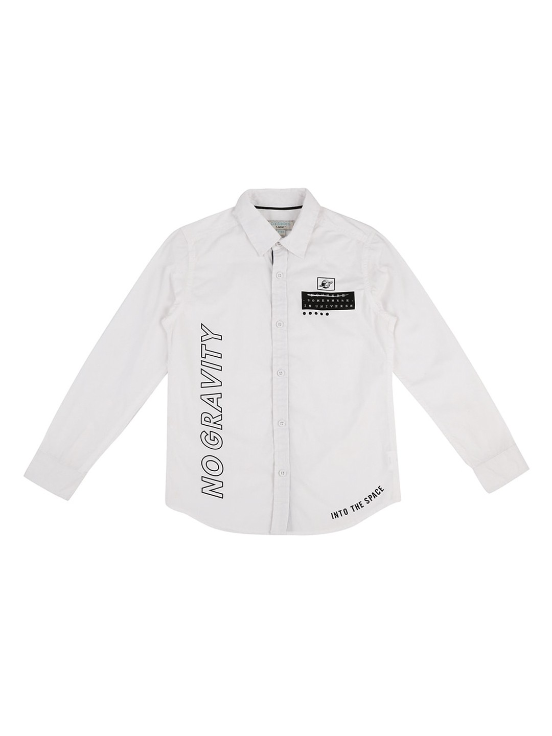 

Pantaloons Junior Boys White & Black Regular Fit Printed Casual Shirt