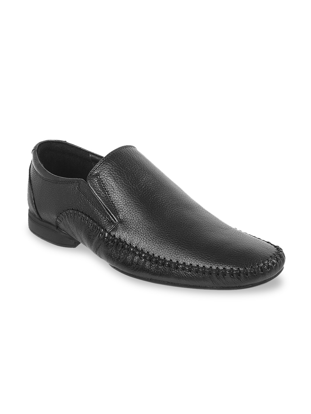 

DAVINCHI Men Black Solid Formal Leather Slip-On Shoes