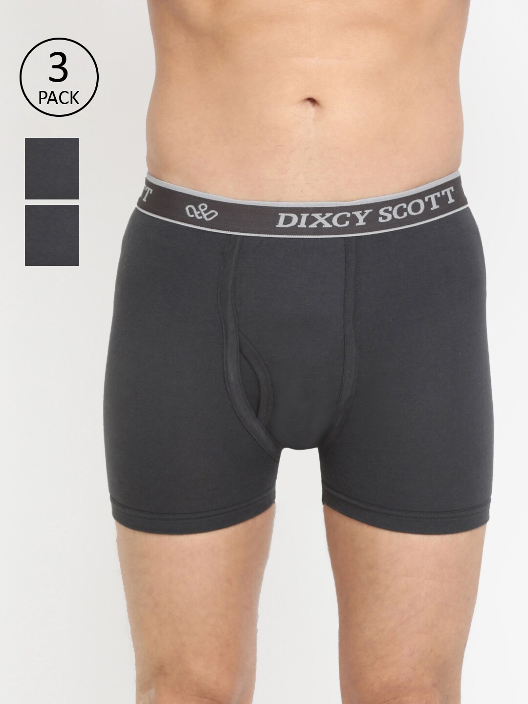 

DIXCY SCOTT Men Pack of 3 Grey Solid Trunks K1-PR111871-S