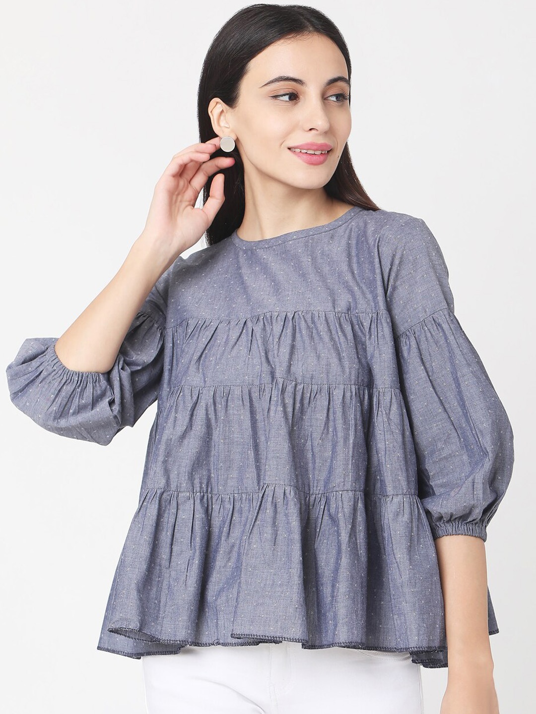 

Saanjh Women's Grey Cotton Tunic