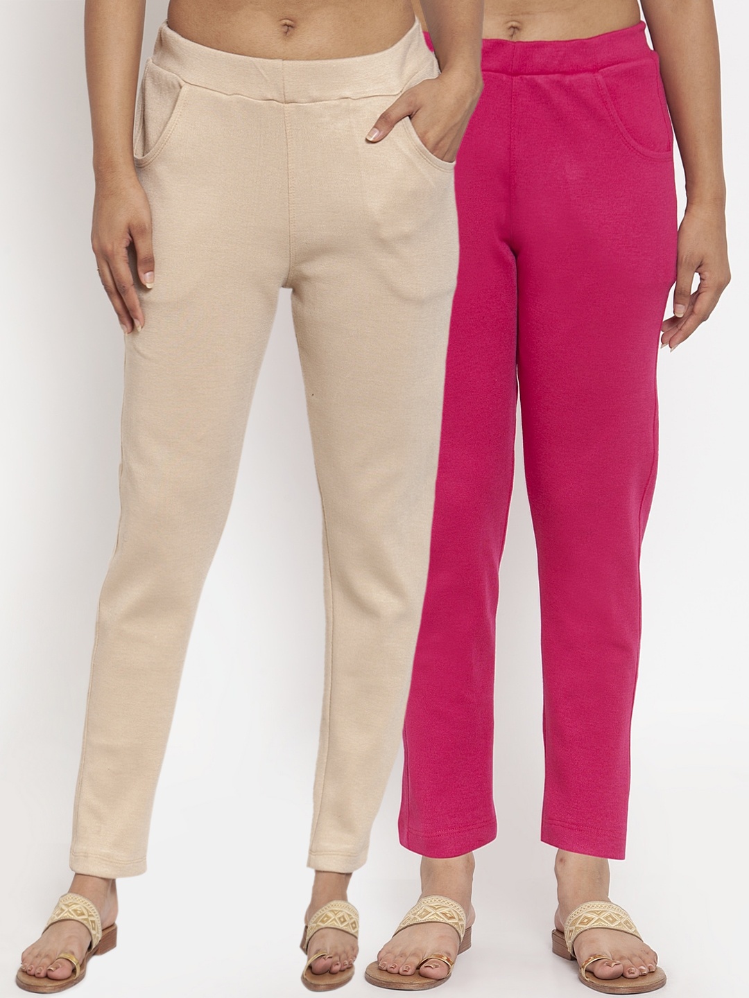 

TAG 7 Women Pack of 2 Solid Leggings, Pink