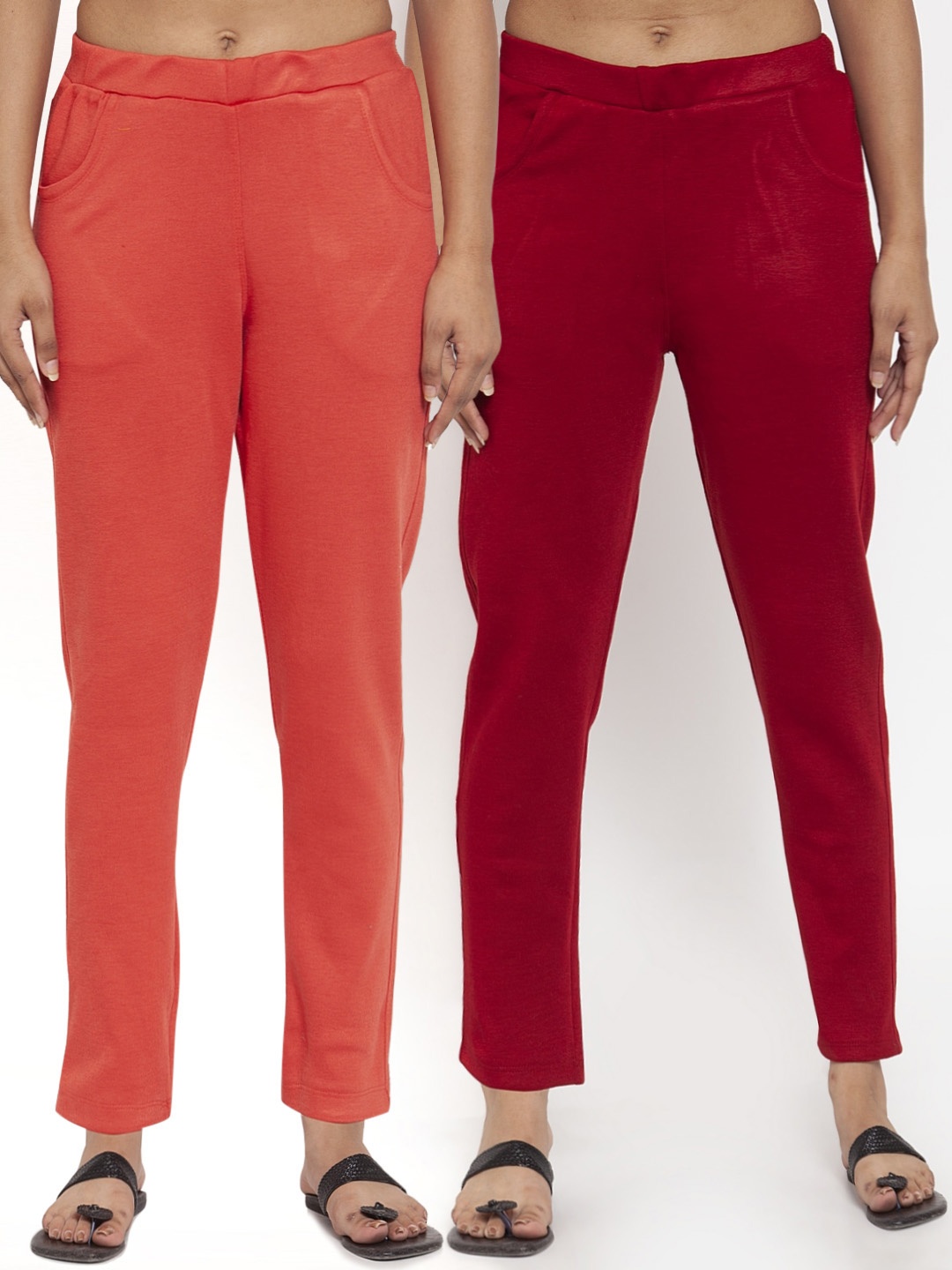 

TAG 7 Women Pack of 2 Wool Blend Ankle-Length Acrylic Leggings Pants, Peach
