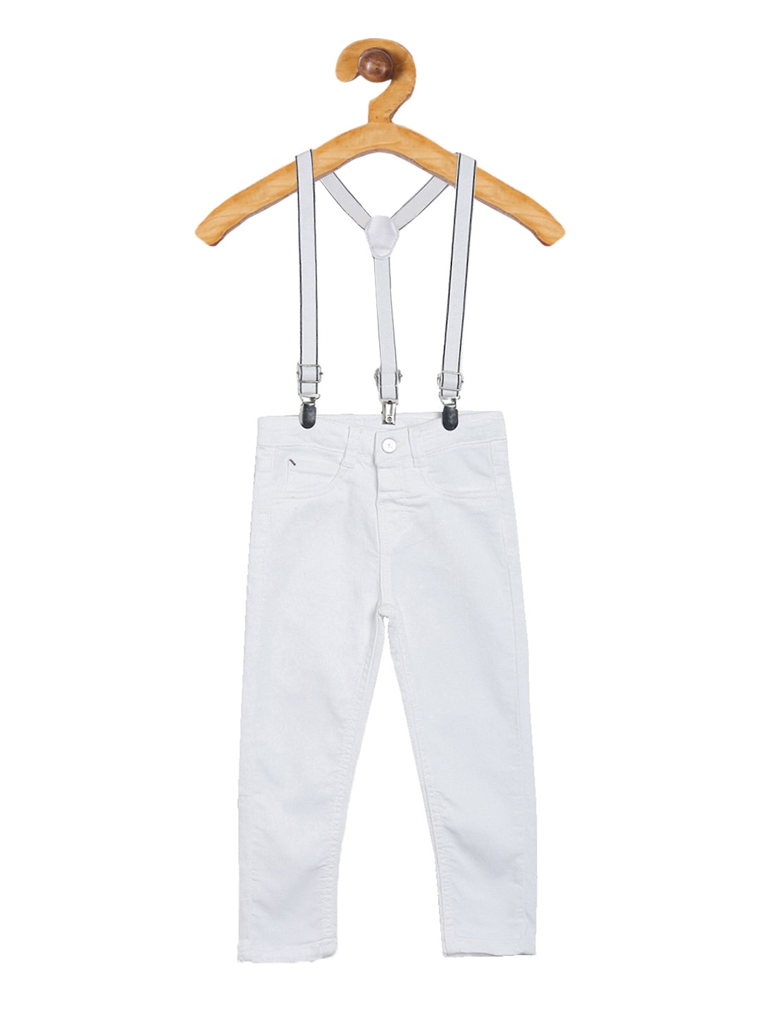 

TALES & STORIES Boys White Regular Fit Solid Regular Trousers With Suspenders