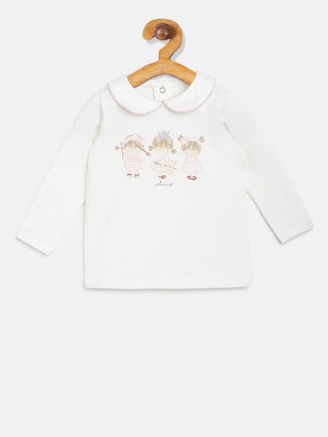 

Chicco Girls Off-White Printed Round Neck T-shirt