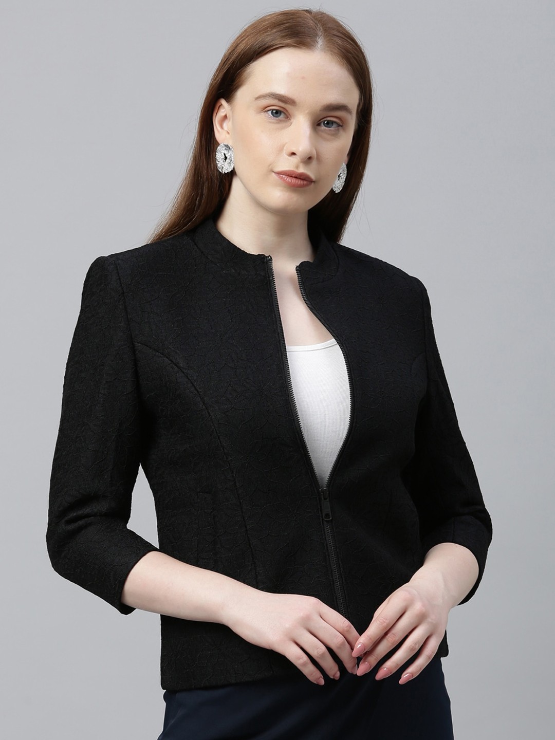 

Park Avenue Woman Women Black Open Front Jacket