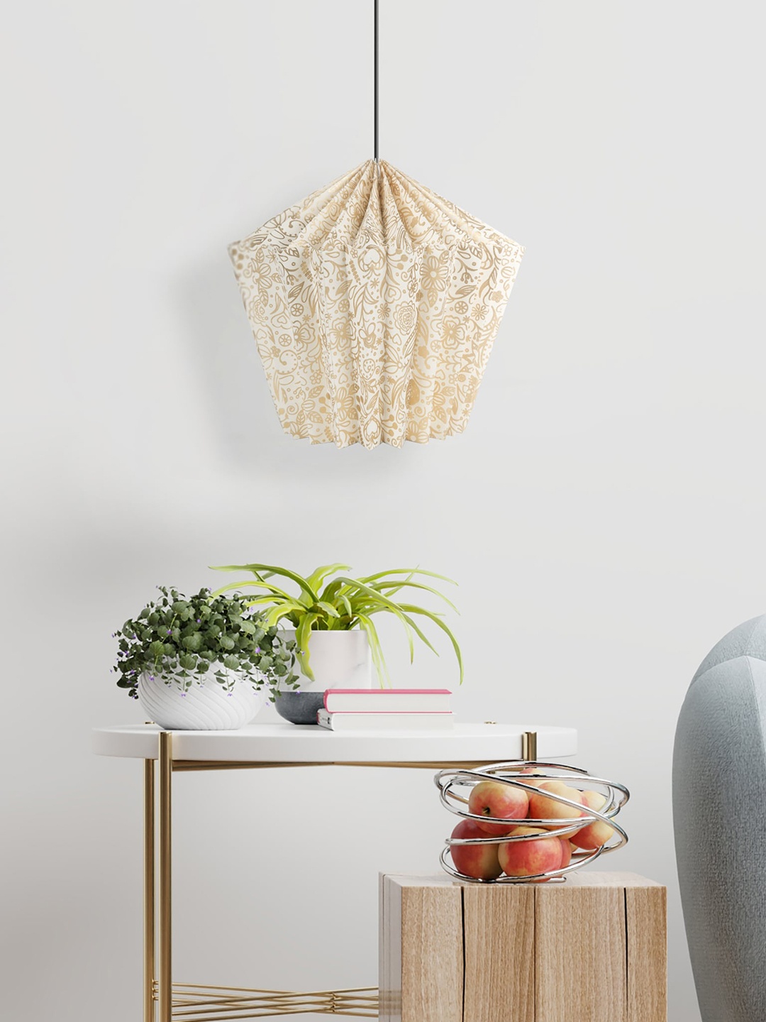 

Bigsmall Cream-Coloured & Beige Printed Quirky Ceiling Lantern