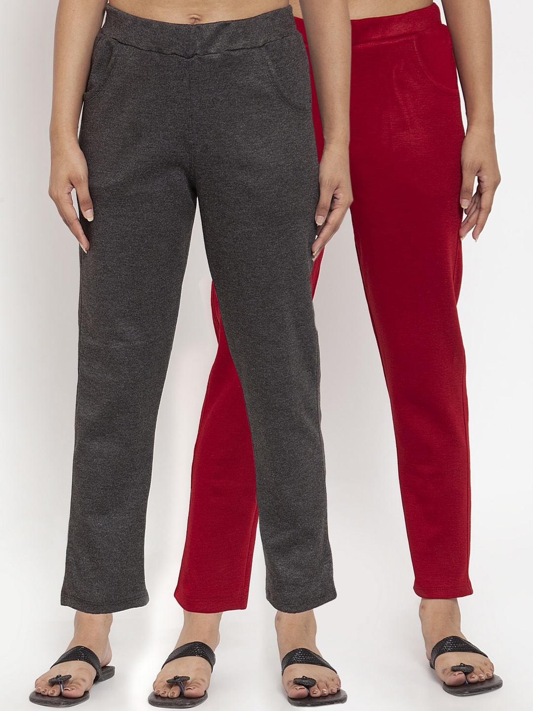 

TAG 7 Women Pack of 2 Solid Leggings, Grey