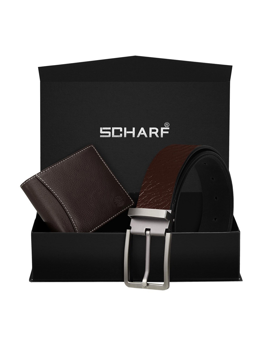 

SCHARF Men Brown Genuine Leather Formal Belt & Wallet Gift Set