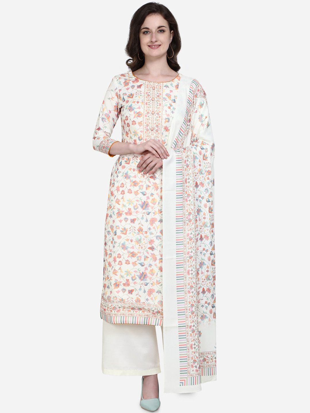 

Stylee LIFESTYLE Cream-Coloured Silk Blend Unstitched Dress Material
