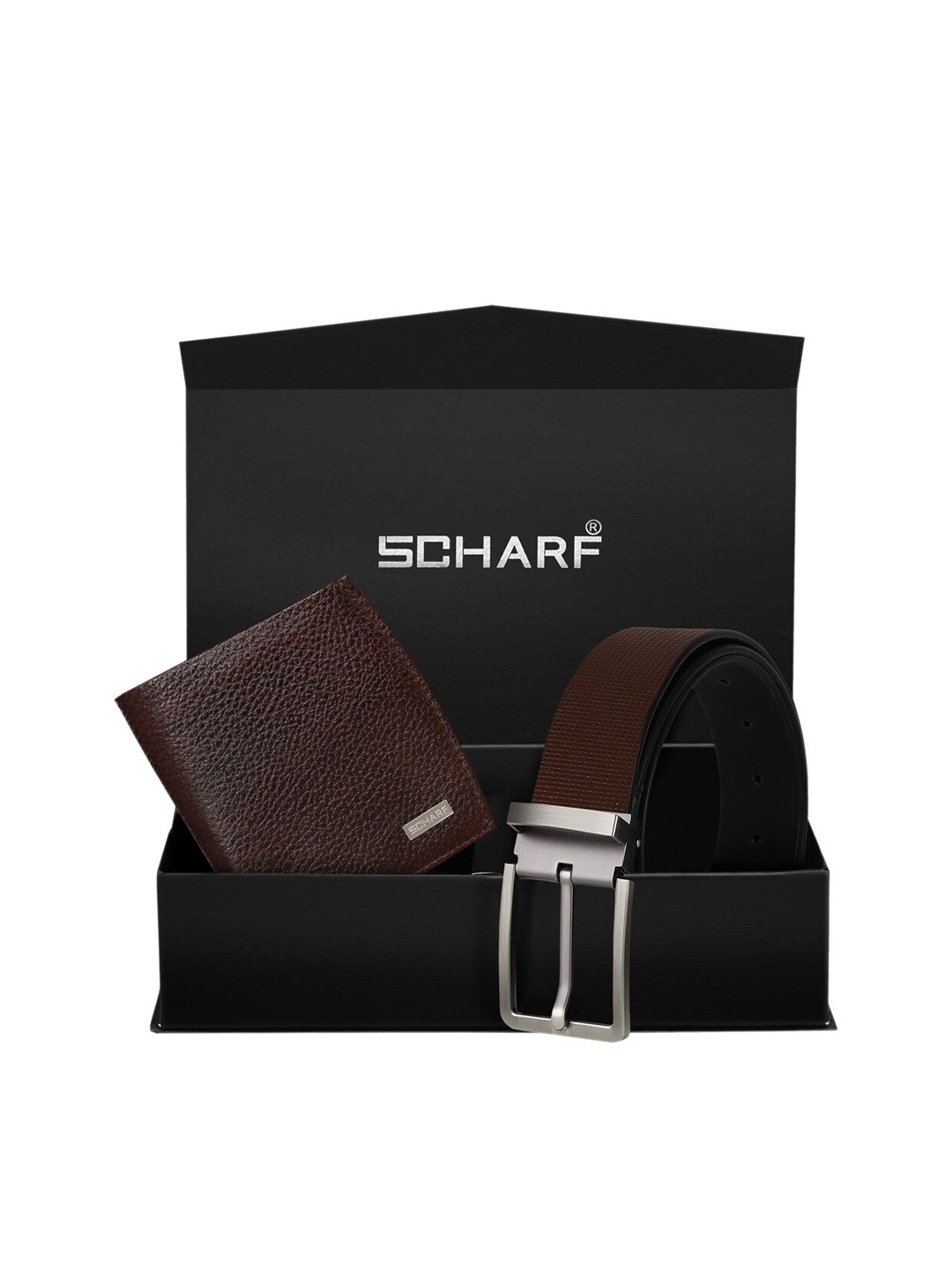 

SCHARF Men Brown Genuine Leather Formal Belt & Wallet Gift Set